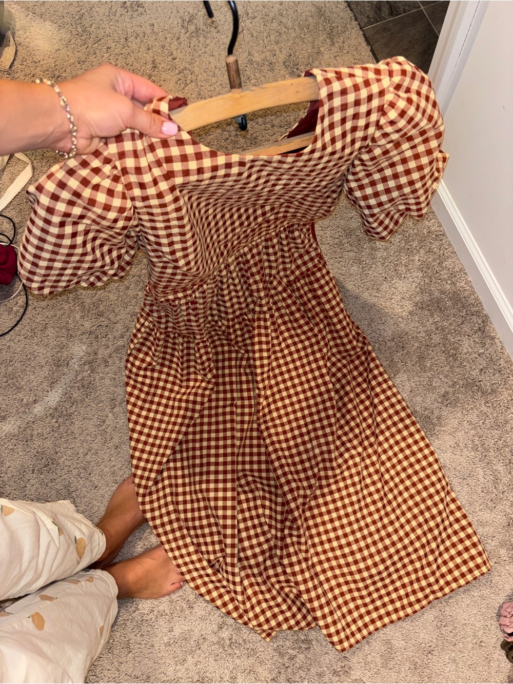 En Saison Brown and Cream Gingham Midi Dress - Picture 4 of 4